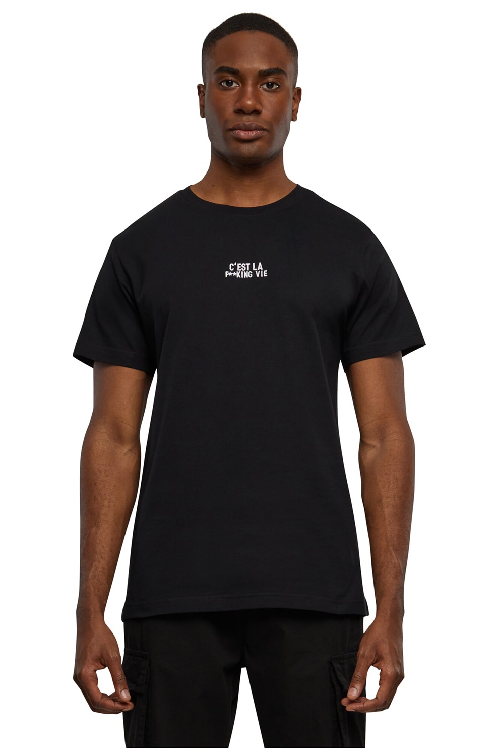 Mister tee, Tricou cu imprimeu text discret, Alb, Negru, M