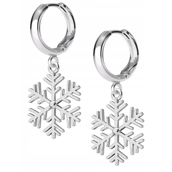 Cercei Dama, Larezo, Fulgi De Zapada, Argint 925, Acoperire Aurie, Carlig Englezesc, 1,8 cm, Pentru Femei, Set Cu Cutie De Cadou, Argintiu