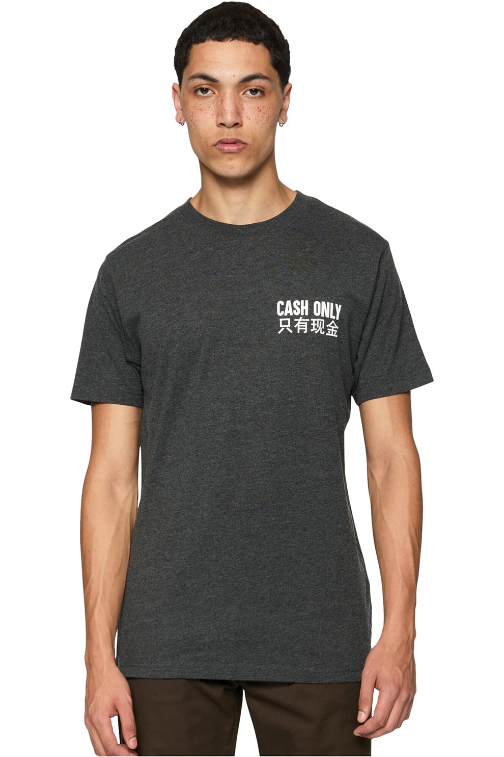 Mister tee, Tricou regular fit cu imprimeu, Alb, Gri antracit, M