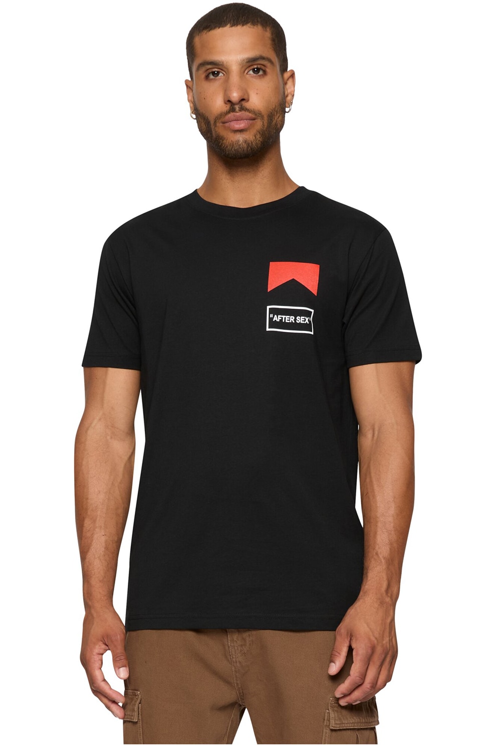 Mister tee, Tricou din bumbac cu imprimeu, Rosu, Alb, Negru, XL