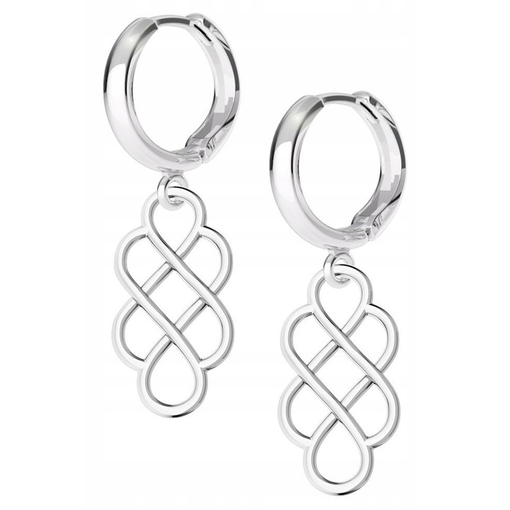 Cercei Dama, Larezo, Pandantiv Perforat, Argint 925, Inchidere Englezeasca,2 cm, Antialergice, Cutie Aurie Cadou, Argintiu