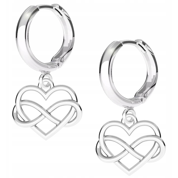 Fülbevaló nőknek, Larezo, Ezüst szív, 925 ezüst, angol kampó, 17 mm, 13 mm, antiallergén, ajándék ékszerdobozos szett, ezüst szín