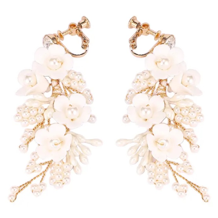 Cercei de nunta Boho cu cristale si perle