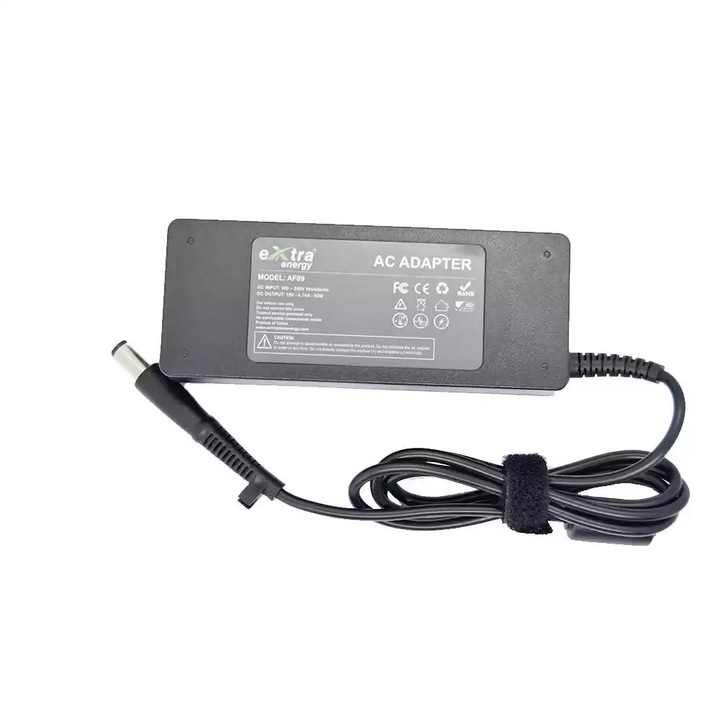 Incarcator pentru laptop, EXTRA ENERGY, 90W, 19V, 4.74A, mufa 7.4x5.0mm cu pin interior, Compatibil cu HP Compaq 6730S/6735S/Presario PPP014L/EliteBook 8770w/Pavilion DV5/DV6