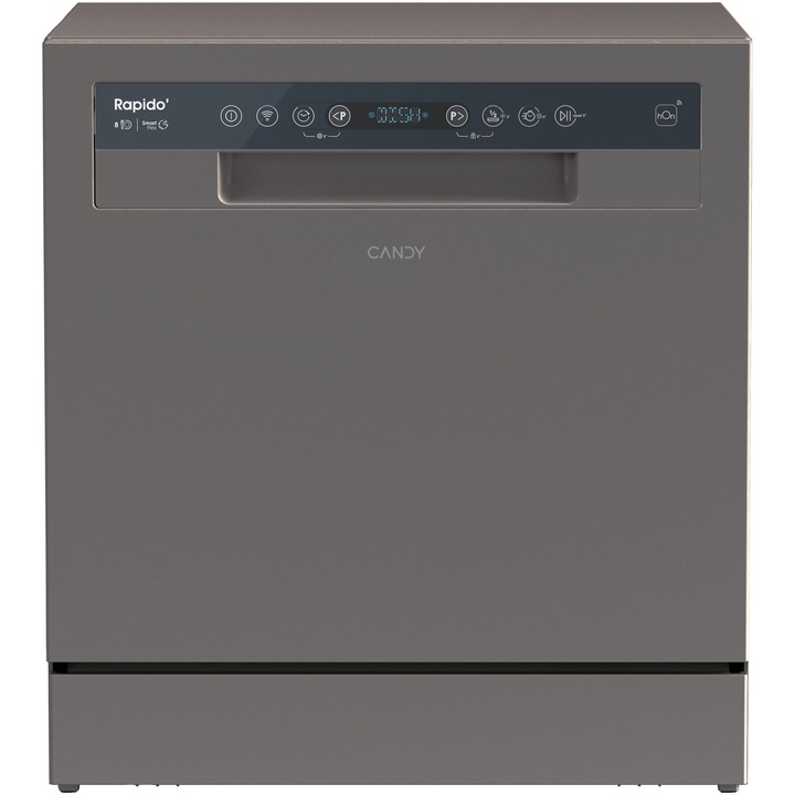Съдомиялна машина Candy CP 8F9FFA, Wi-Fi, 8 комплекта чинии, 8 програми, дигитален дисплей, клас F, антрацит
