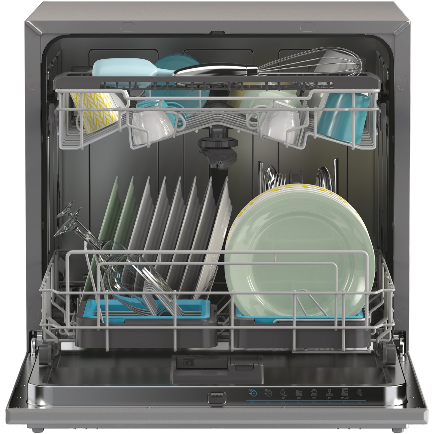 Masina de spalat vase Candy CP 8F9FFA, Wi-Fi, 8 seturi, 8 programe, Display Digital, Clasa F, Antracit
