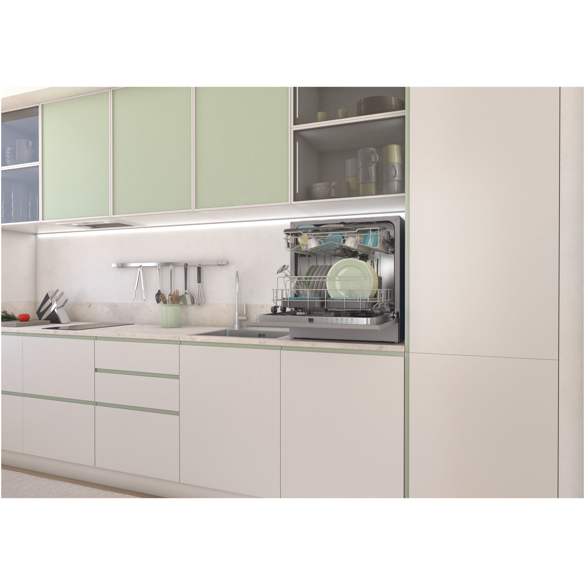 Masina de spalat vase Candy CP 8F9FFA, Wi-Fi, 8 seturi, 8 programe, Display Digital, Clasa F, Antracit