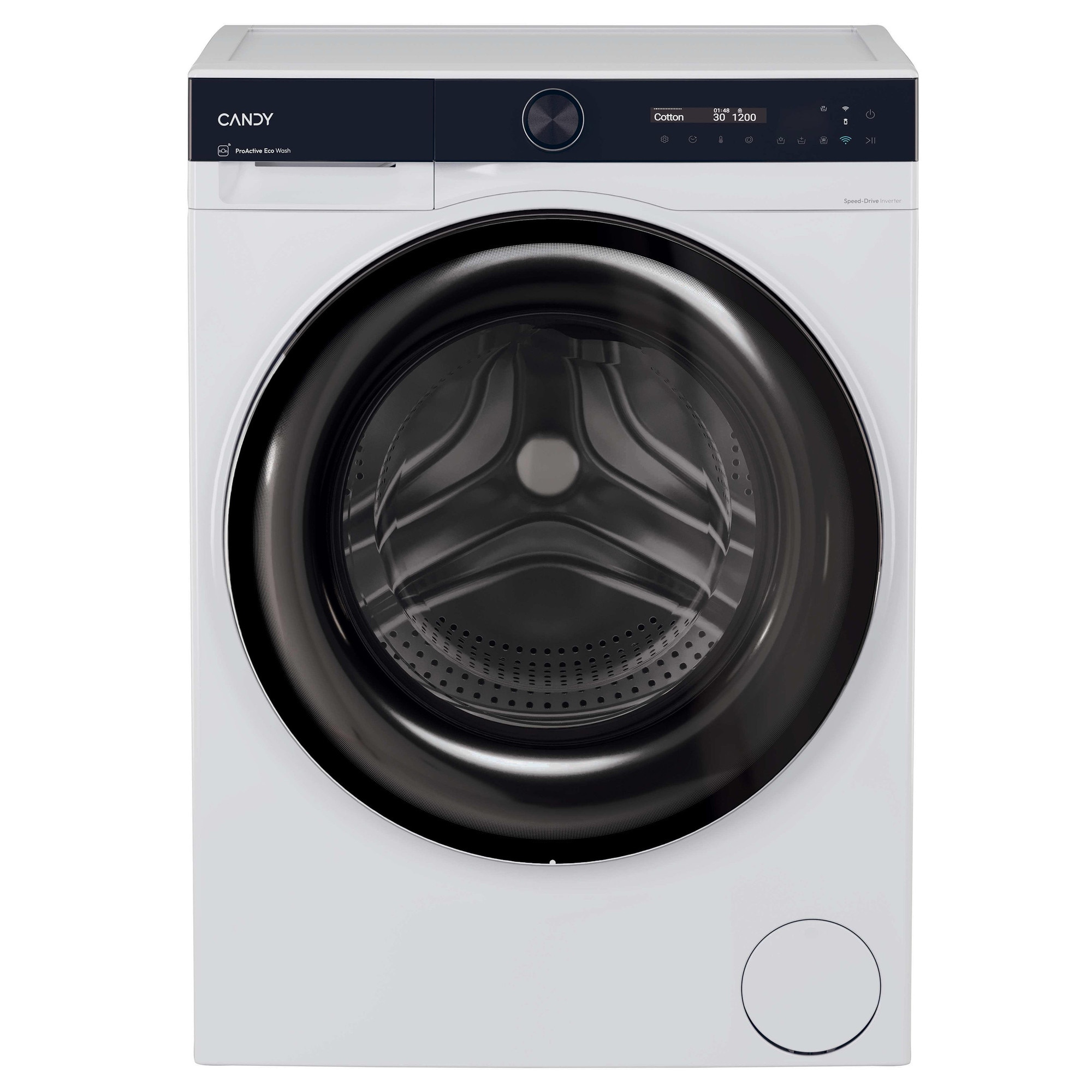 Masina de spalat rufe cu uscator Candy Pro Wash 700 BWS 6106B8-S, 10 kg spalare/ 6 kg uscare, 1600 RPM, Motor Inverter, Display LCD, Pro Active Eco Wash, Steam, Clasa A, Alb