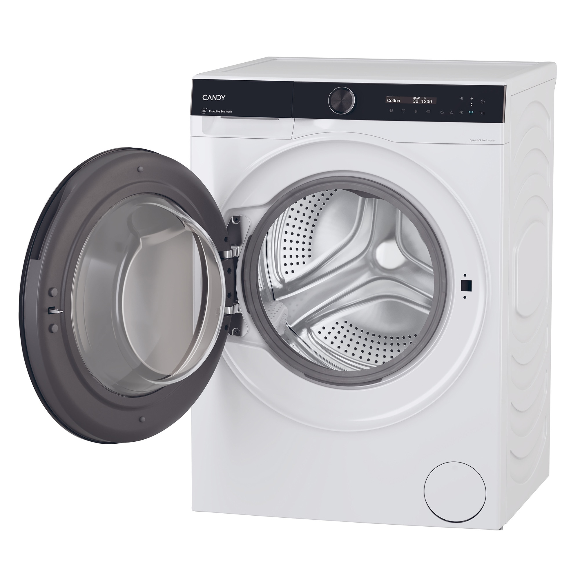 Masina de spalat rufe cu uscator Candy Pro Wash 700 BWS 6106B8-S, 10 kg spalare/ 6 kg uscare, 1600 RPM, Motor Inverter, Display LCD, Pro Active Eco Wash, Steam, Clasa A, Alb