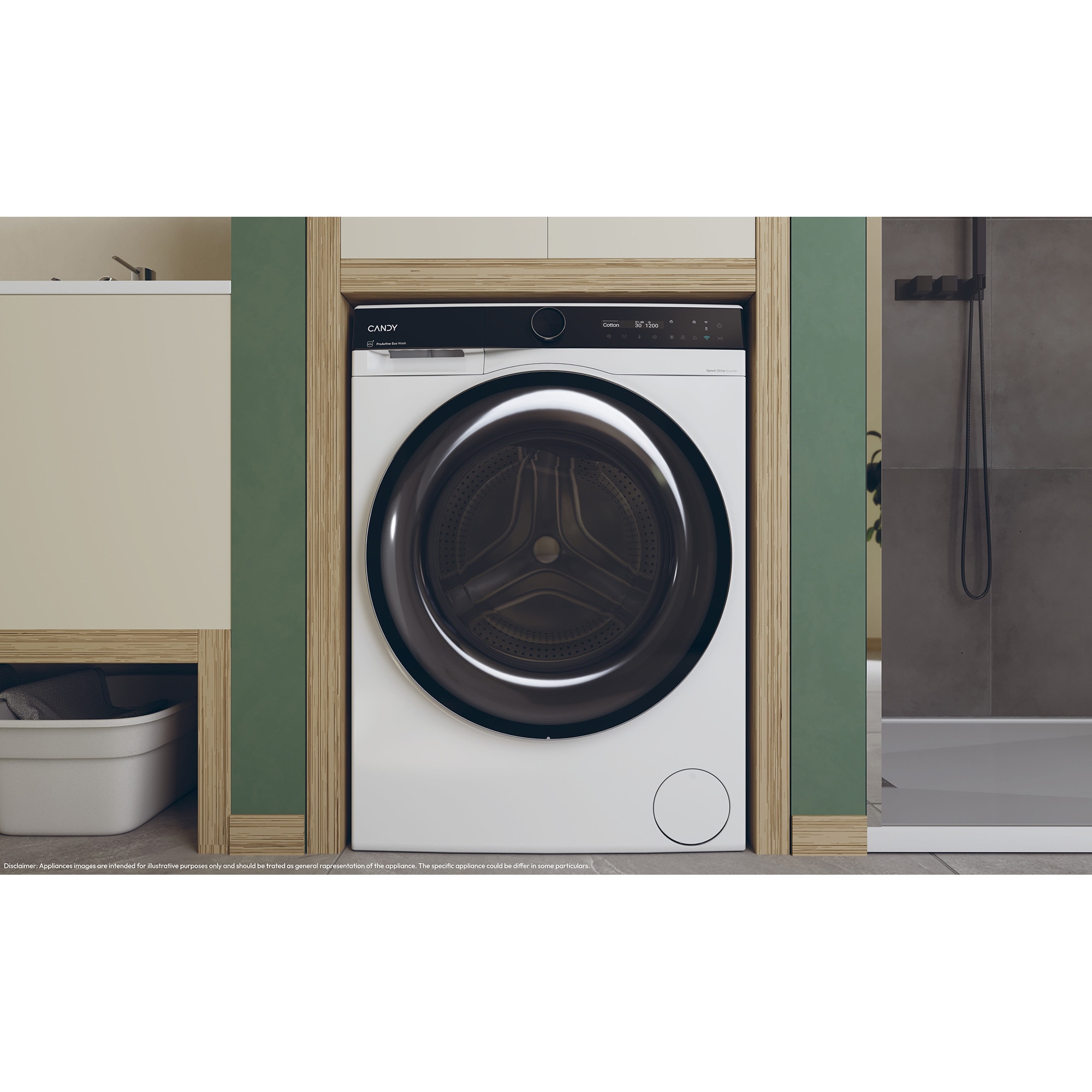 Masina de spalat rufe cu uscator Candy Pro Wash 700 BWS 6106B8-S, 10 kg spalare/ 6 kg uscare, 1600 RPM, Motor Inverter, Display LCD, Pro Active Eco Wash, Steam, Clasa A, Alb