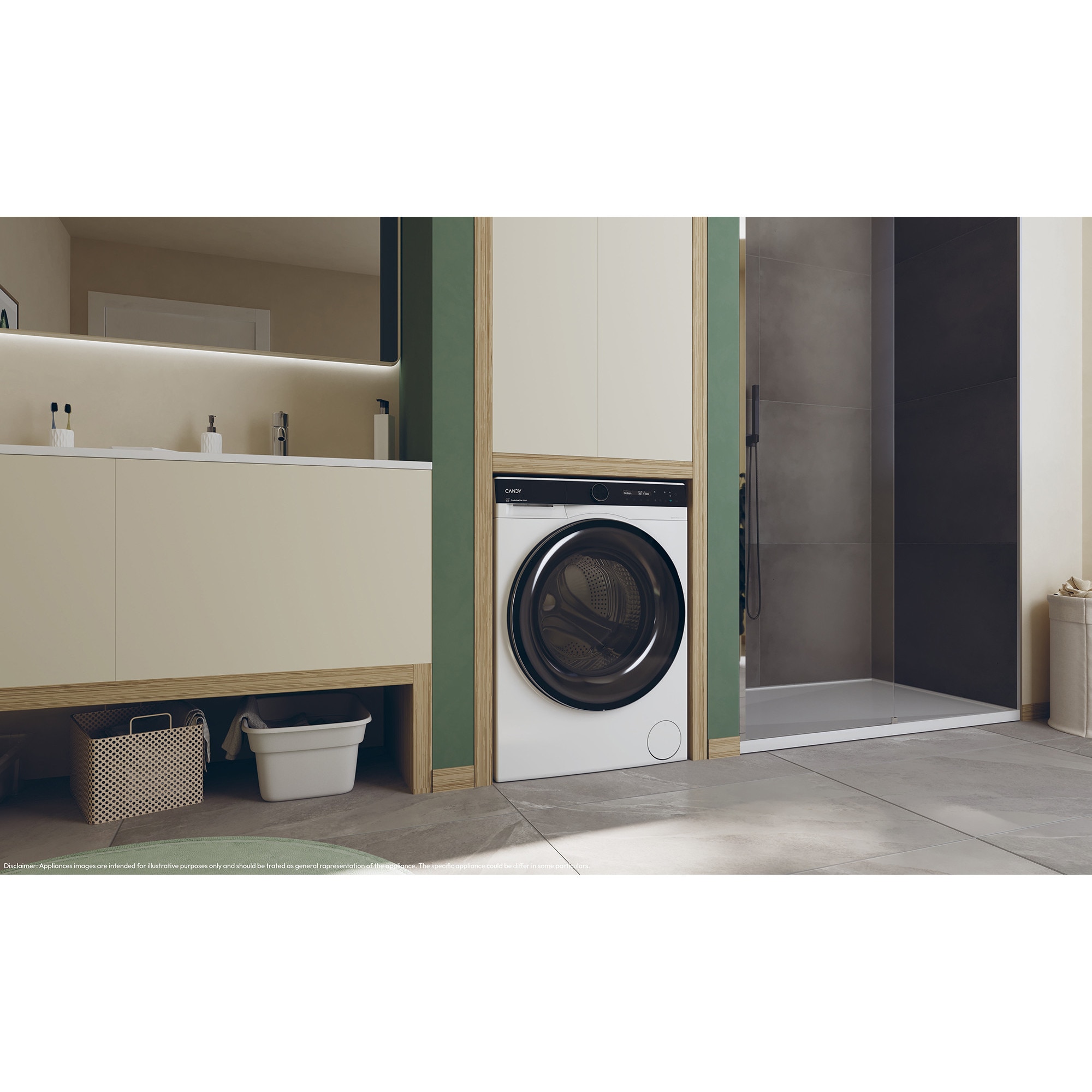 Masina de spalat rufe cu uscator Candy Pro Wash 700 BWS 6106B8-S, 10 kg spalare/ 6 kg uscare, 1600 RPM, Motor Inverter, Display LCD, Pro Active Eco Wash, Steam, Clasa A, Alb