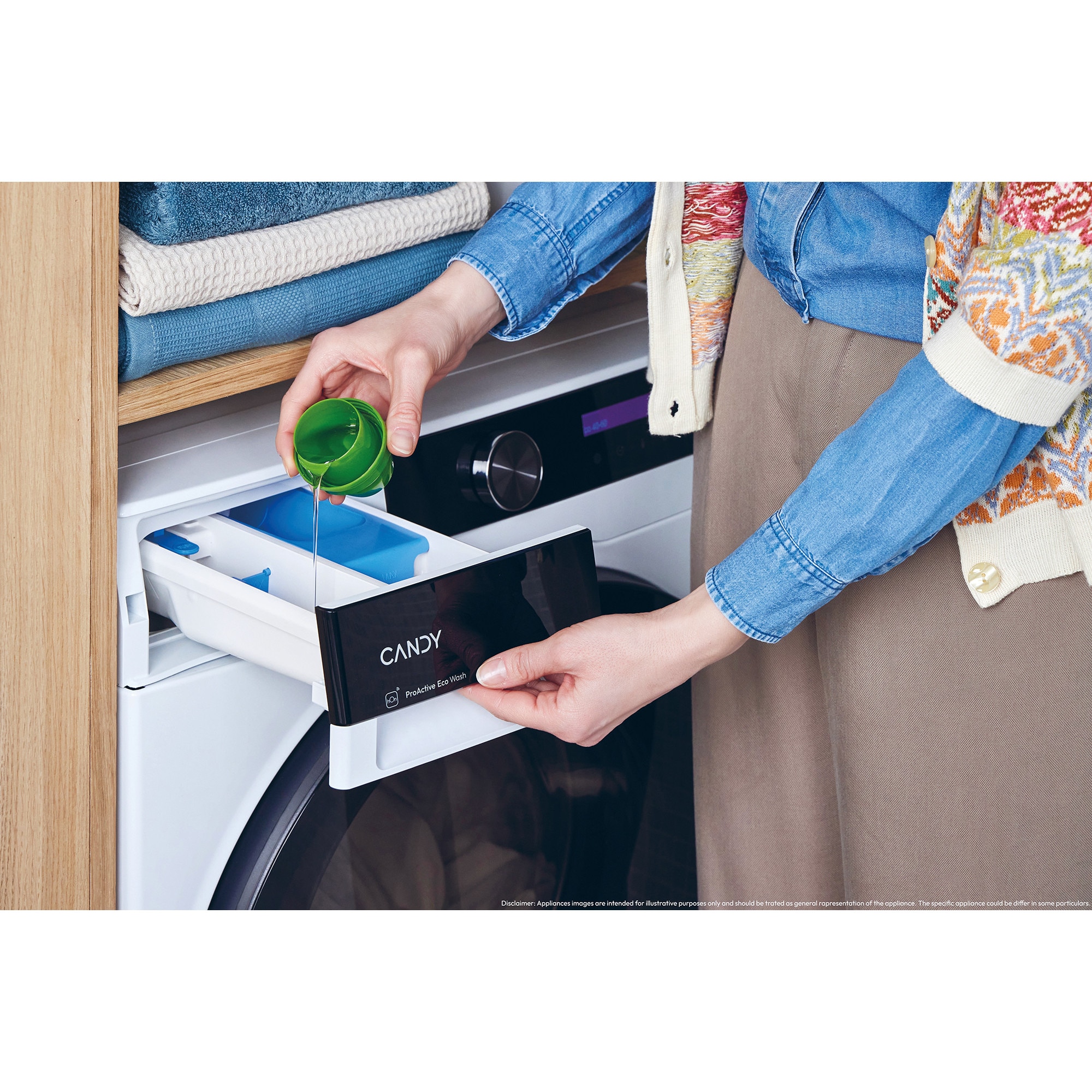 Masina de spalat rufe cu uscator Candy Pro Wash 700 BWS 6106B8-S, 10 kg spalare/ 6 kg uscare, 1600 RPM, Motor Inverter, Display LCD, Pro Active Eco Wash, Steam, Clasa A, Alb