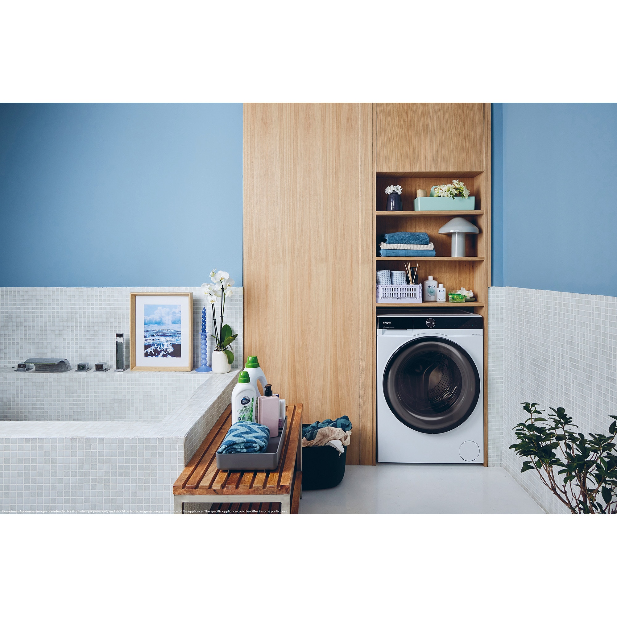 Masina de spalat rufe cu uscator Candy Pro Wash 700 BWS 6106B8-S, 10 kg spalare/ 6 kg uscare, 1600 RPM, Motor Inverter, Display LCD, Pro Active Eco Wash, Steam, Clasa A, Alb