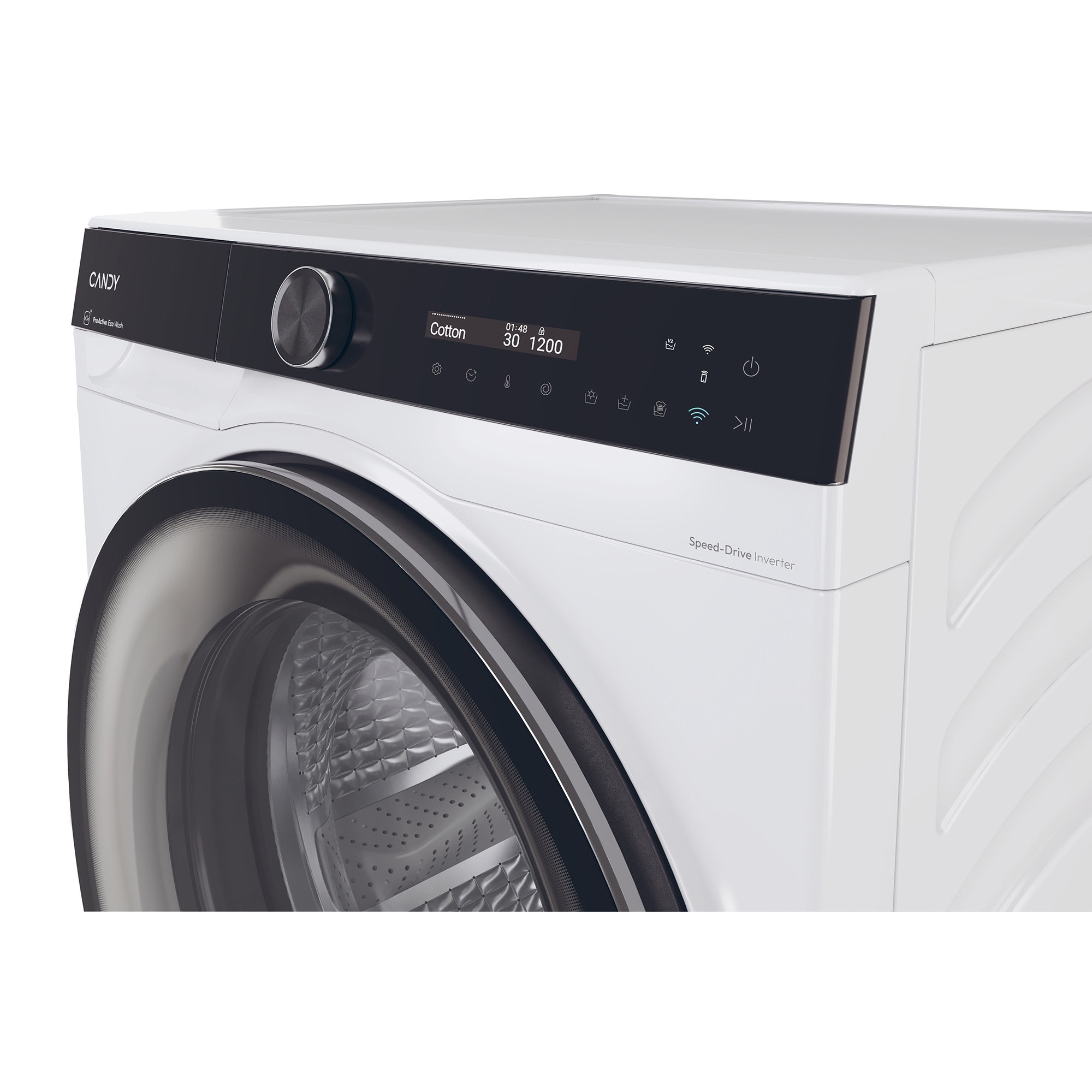 Masina de spalat rufe cu uscator Candy Pro Wash 700 BWS 6106B8-S, 10 kg spalare/ 6 kg uscare, 1600 RPM, Motor Inverter, Display LCD, Pro Active Eco Wash, Steam, Clasa A, Alb