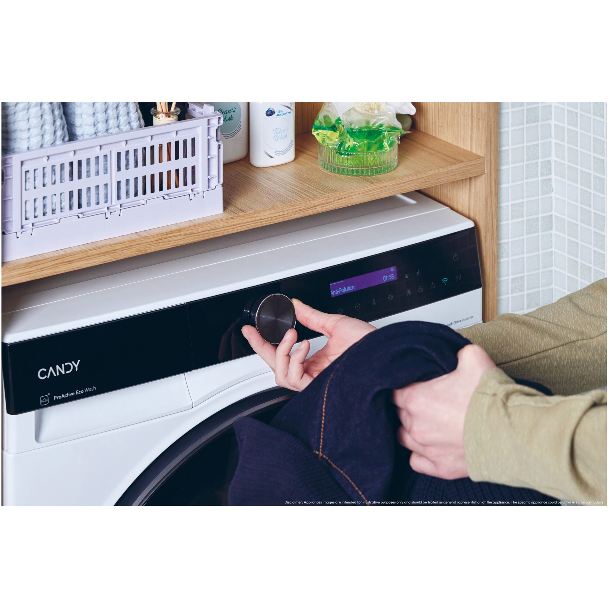 Masina de spalat rufe Candy Pro Wash 700 BS 410B10-S, 10 kg, 1400 RPM, Motor Inverter, 16programe, Display LCD Digital, Pro Active Eco Wash, Steam, Clasa A, Alb