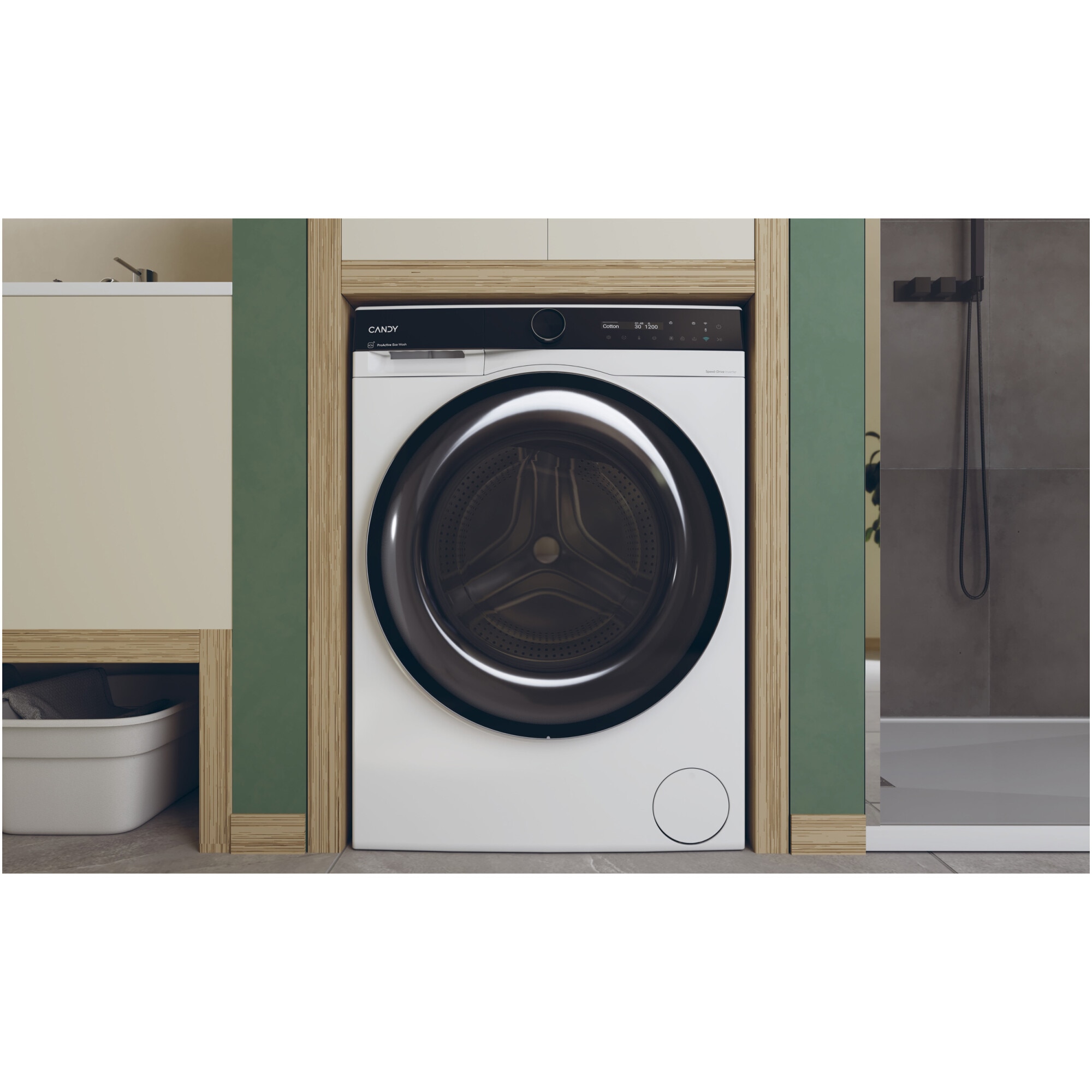 Masina de spalat rufe Candy Pro Wash 700 BS 410B10-S, 10 kg, 1400 RPM, Motor Inverter, 16programe, Display LCD Digital, Pro Active Eco Wash, Steam, Clasa A, Alb