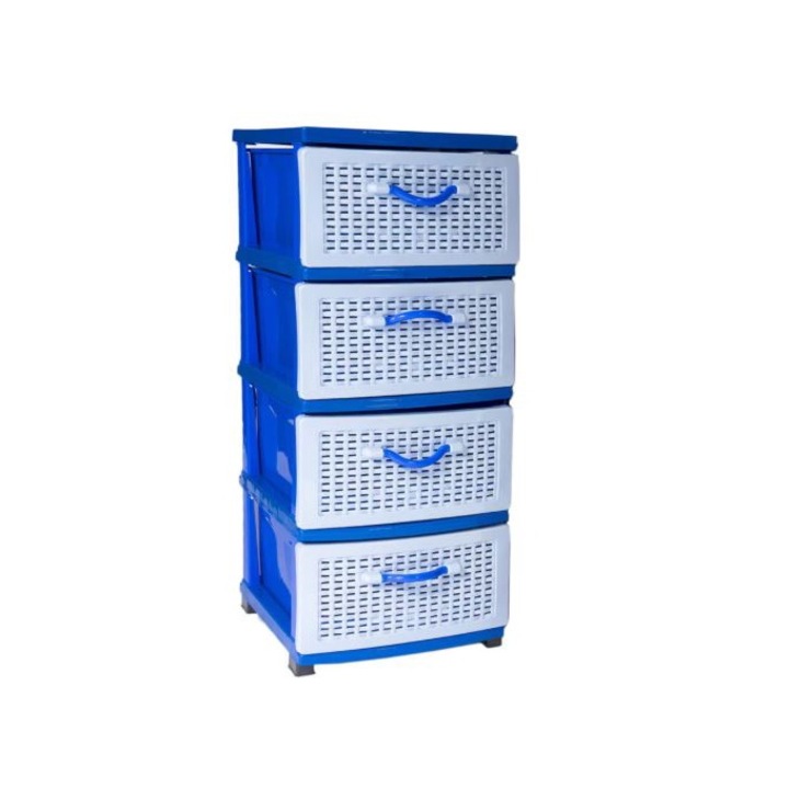 Dulap din plastic pentru depozitare UNI, cu sertare Sultan Albastru 38x45x90cm
