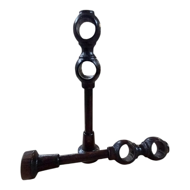 Set 2 console duble, prindere perete, din lemn masiv, pentru galerii 28/28 mm, culoare Wenge