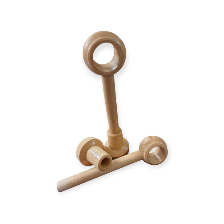 Set 2 console prindere perete, din lemn masiv, pentru galerii 28 mm, culoare Brad