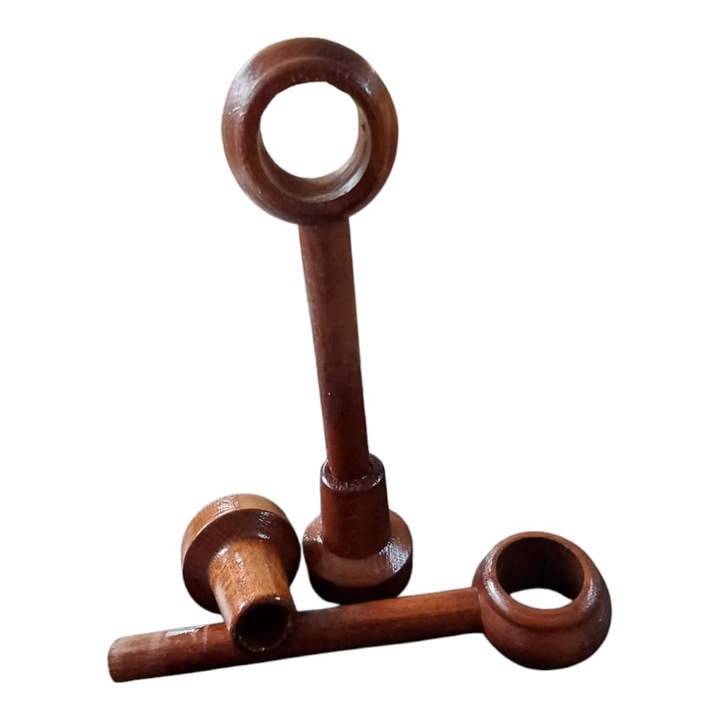 Комплект от 2 конзоли за стенен монтаж, изработени от масивно дърво, за галерии 28 мм, цвят орех