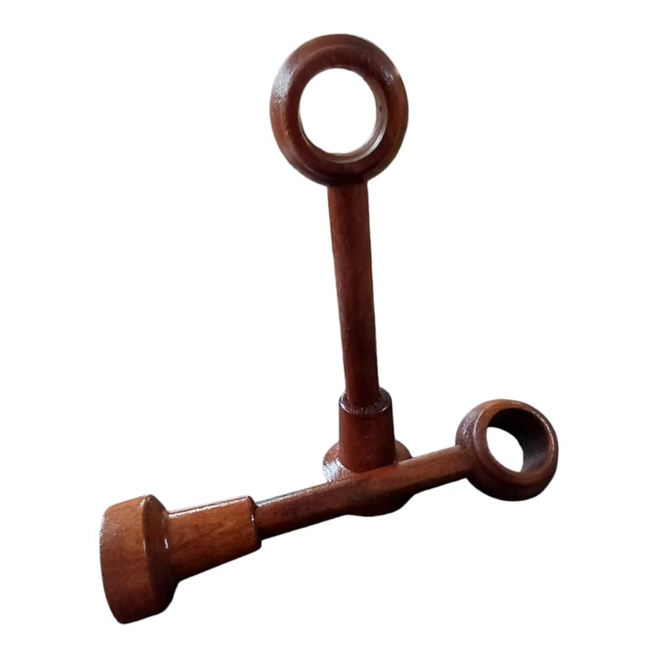 Комплект от 2 конзоли за стенен монтаж, изработени от масивно дърво, за галерии 28 мм, цвят орех