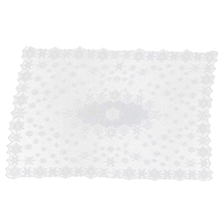 YANYXR vintage fehér csipke hópelyhes asztalterítő 152x228cm téglalap alakú