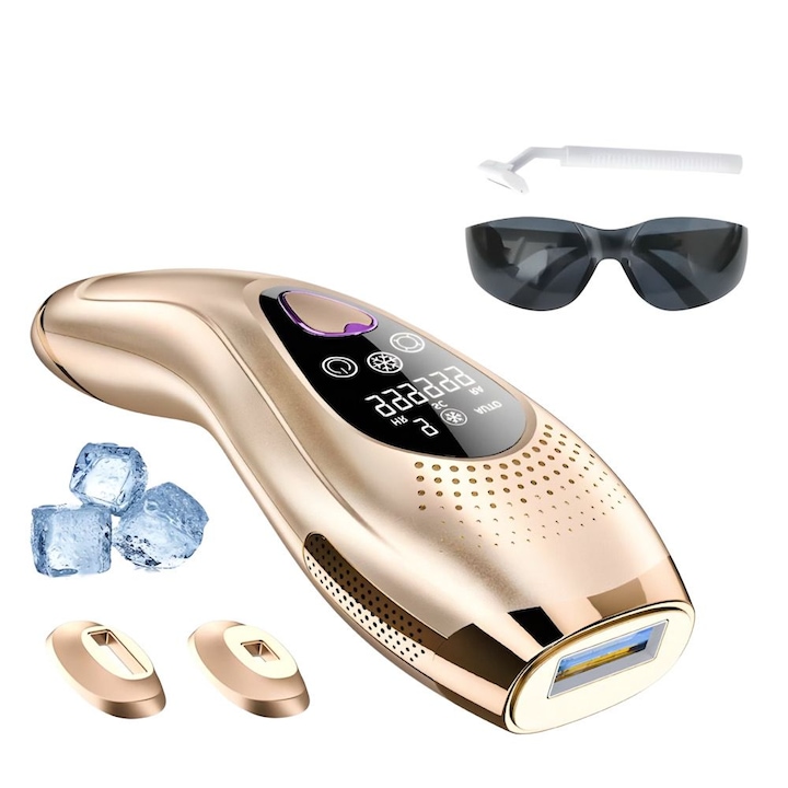Epilator IPL BHRL-10 pentru Depilare Definitiva Fara Durere, cu Racire Gheata si Fereastra Dubla de Flash – 9 Trepte Viteza, Depilare pentru Corp, Brate, Picioare, Inghinal, Axila, Facial
