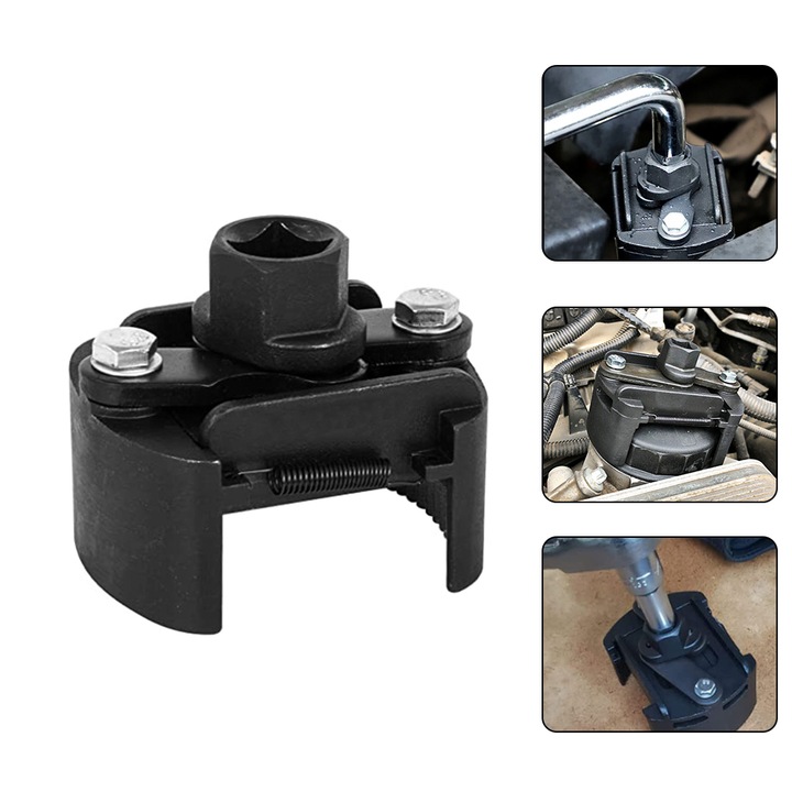 Cheie reglabila din Otel turnat MaxTech® pentru filtru de ulei 60-80mm, cu design zimtat si prindere ferma, 1/2 inch, negru