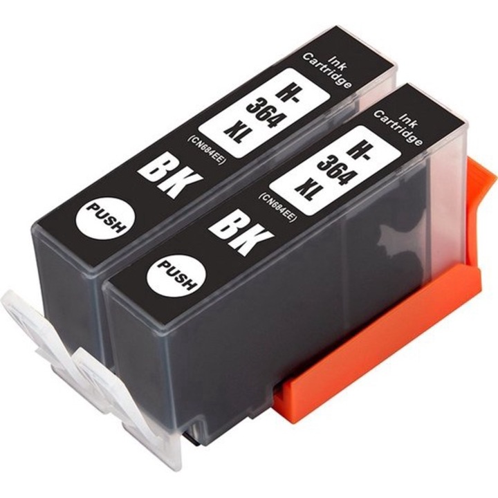 Set de 2 Cartuse Cerneala H364XLBK, Negru 30 ml, Compatibile HP Photosmart C5380, 6380, 5460, 8550, 5324.CB321EE, Photosmart B109a, B110a, B210a /Photosmart C410b / Photosmart C310A, Photosmart 5524 e-All-in-One / Photosmart 5522 e-All-in-One