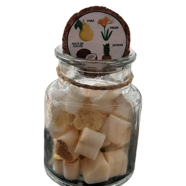 Ceara parfumata in forma de inima, aroma mix de para frezie nuca de cocos si ananas,150gr, Huzur Atelier, wax melt aromaterapie, ceara naturala de soia, handmade
