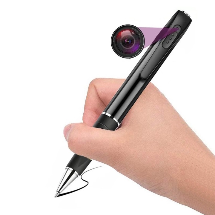 Шпионска химикалка 1080 HD и микрофон, аудио и видео запис, снимки, шпионско устройство със скрита камера, диктофон, Onshop, Full HD, черен