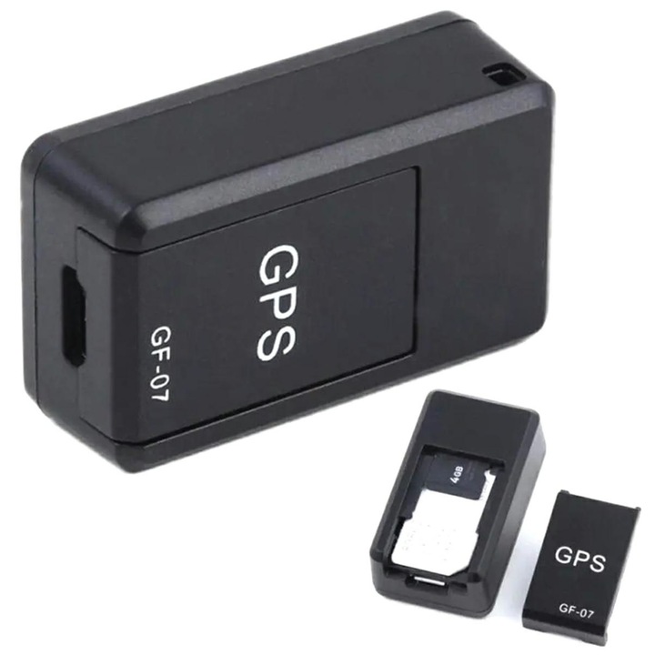 Mini localizator GPS magnetic VarioShop®, cu functie de interceptare, utilizare cu cartela SIM, Negru