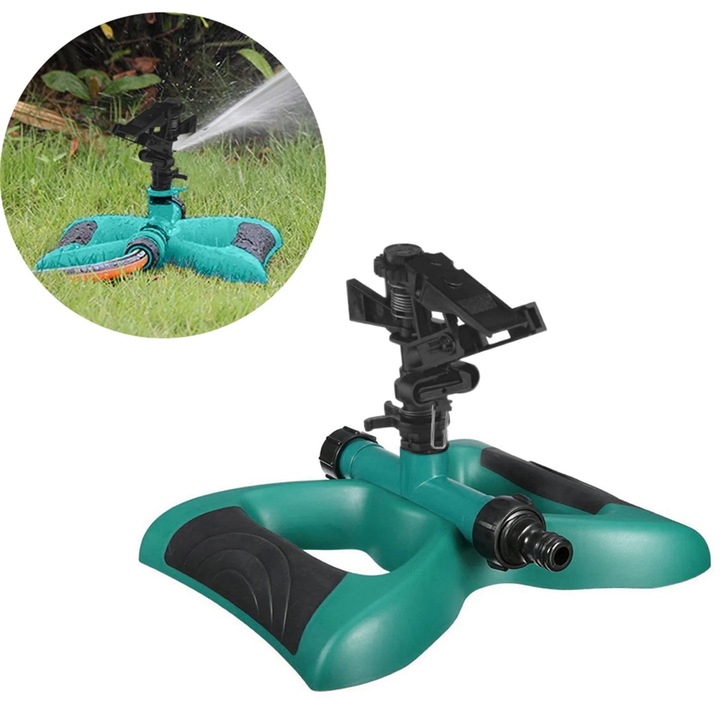 Aspersor de gradina 360°, 3 duze rotative, plastic ABS, 24x16x19cm