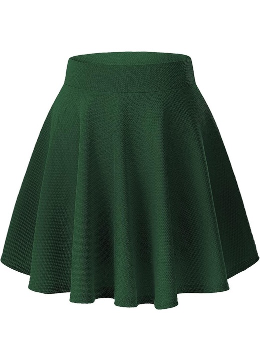 Fusta evazata, Ronyes, poliester, rosu, Verde