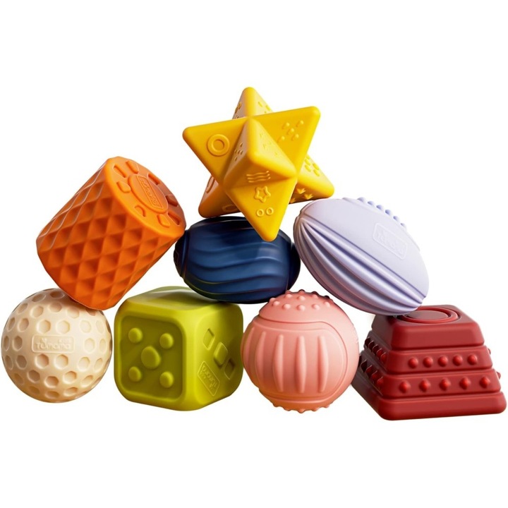 Szenzoros labda készlet, gumi, többszínű, 3 hónapos kortól gyermekeknek, 8 db-os