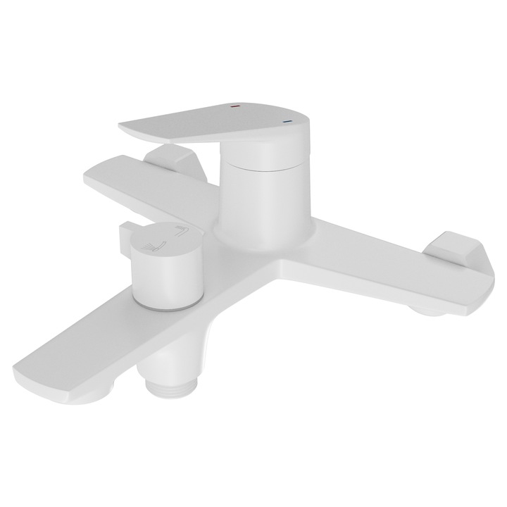 Baterie De Baie Si Dus, Granitan, Nave, Alb/Alb Rupt, Alama, Ceramica, Distanta De Montaj 150 mm, Set De Montaj Inclus