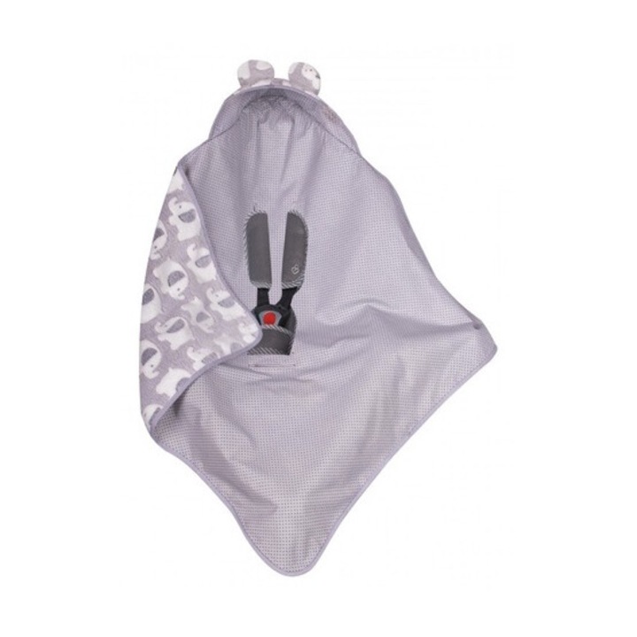 Fotel pelenkás takaró, Duet Baby, 80x80cm, 100% pamut és 100% poliészter, szürke