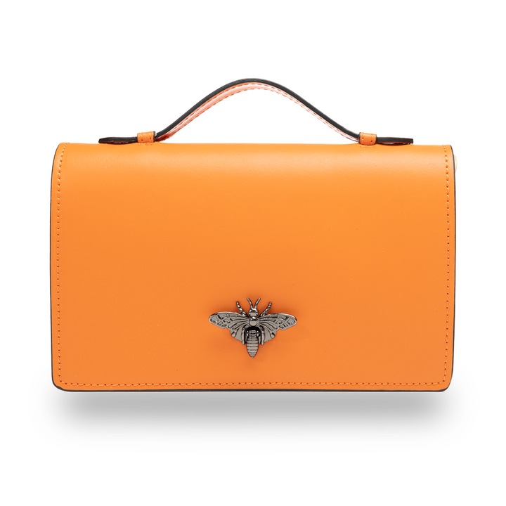 Geanta dama din piele naturala, Toro Nero, portocaliu, Lori
