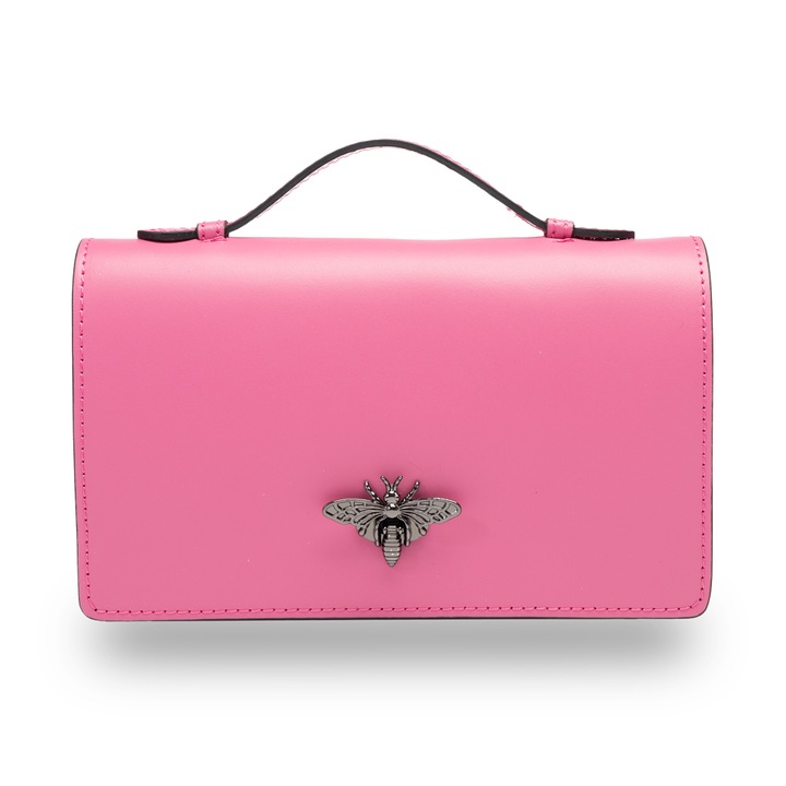 Дамска чанта от естествена кожа, Торо Неро, фуксия, Лори