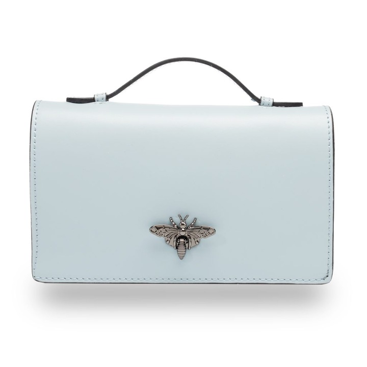 Geanta dama din piele naturala, Toro Nero, albastru deschis, Lori