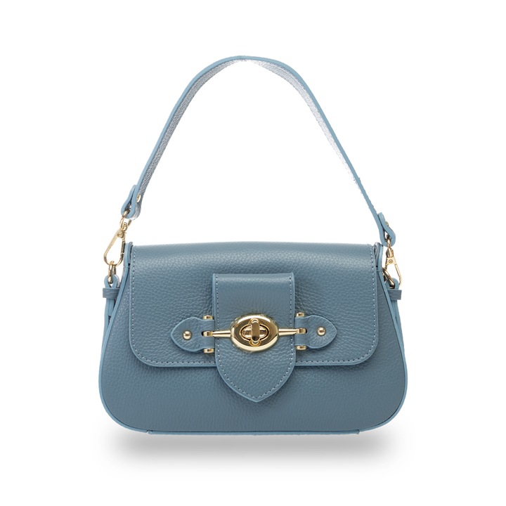 Női táska természetes bőrből, Toro Nero, Eva, Kék, 23x12.5x5.5cm