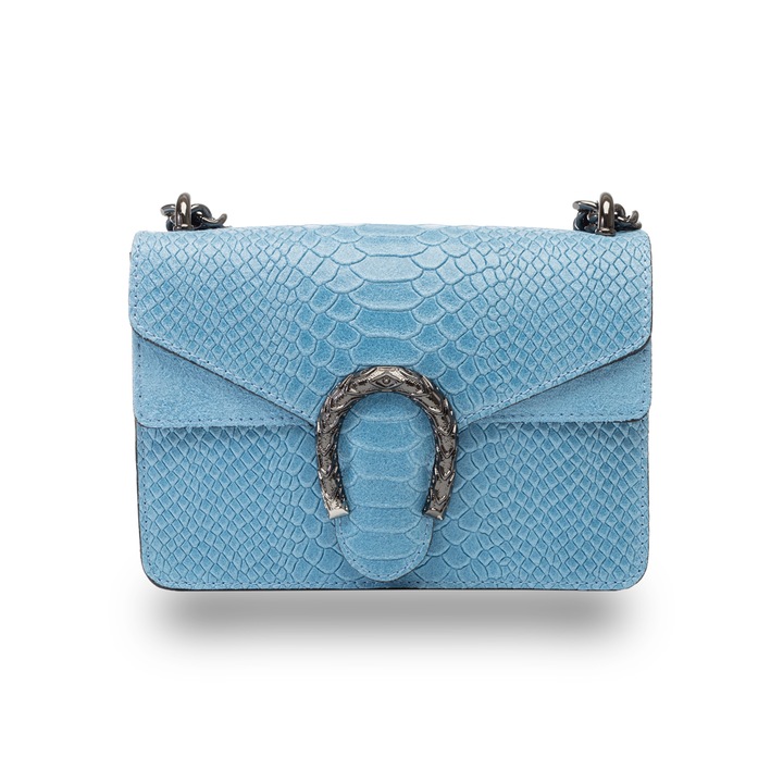 Poseta dama, piele, Toro Nero, Dalia small, albastru