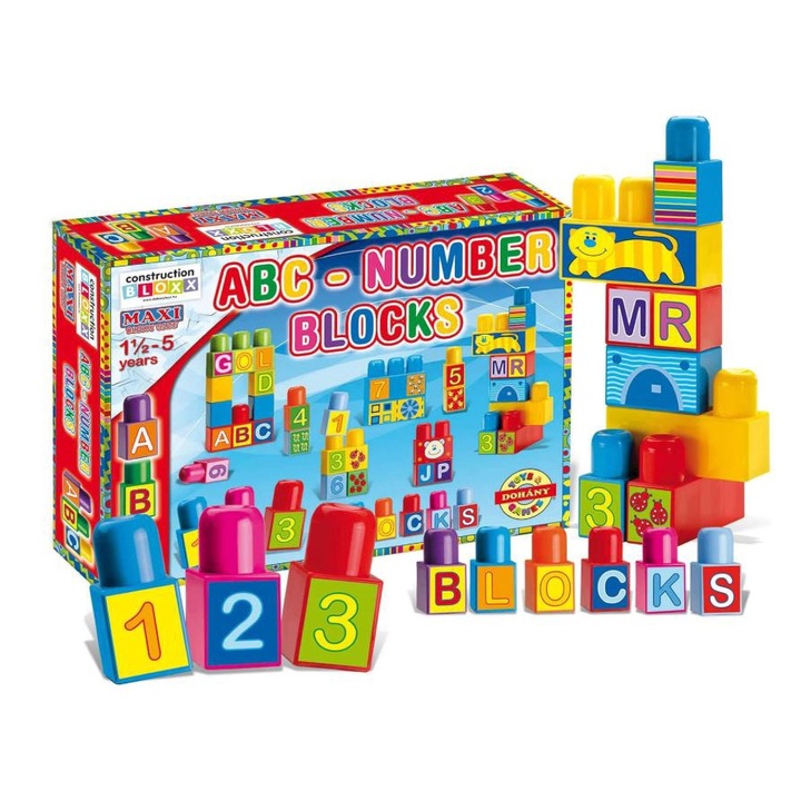 Blocuri de constructie Sortiment de litere si numere 63 x 31 x 38/64 mm