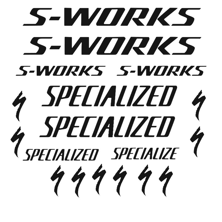 Set Stickere profesionale cadru bicicleta Specialized/S-Works, Negru