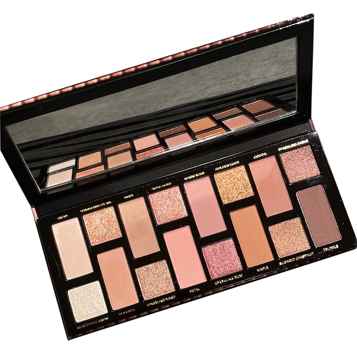 16 színű szemhéjfesték paletta - Természetes árnyalatok, gyöngyház és matt, ideális kezdőknek, 120g