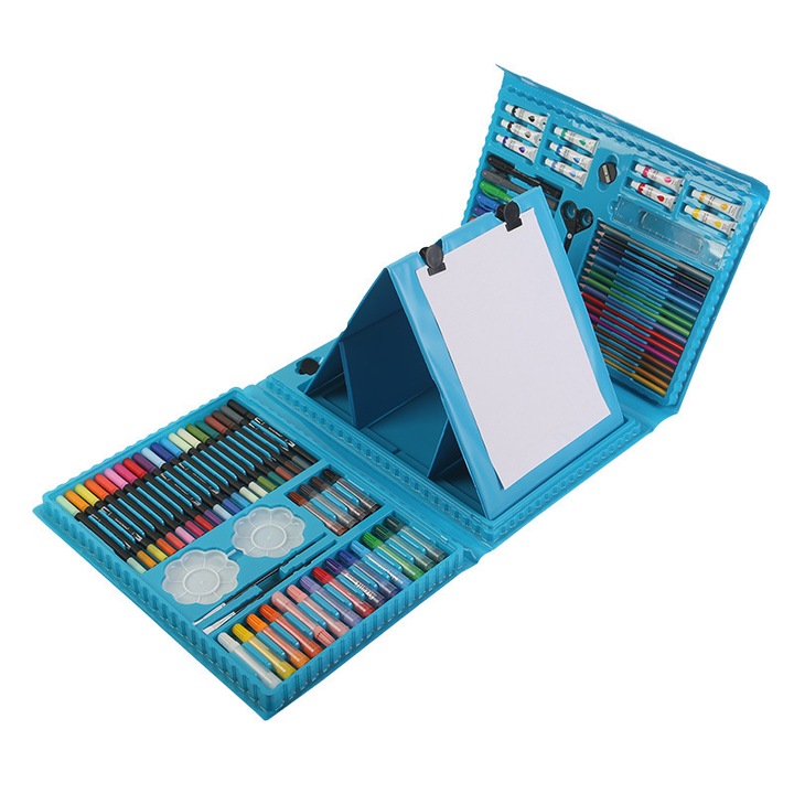 Set de Pictura si Desen pentru Copii 158 Piese cu Easel, Unelte de Desen Multicolore