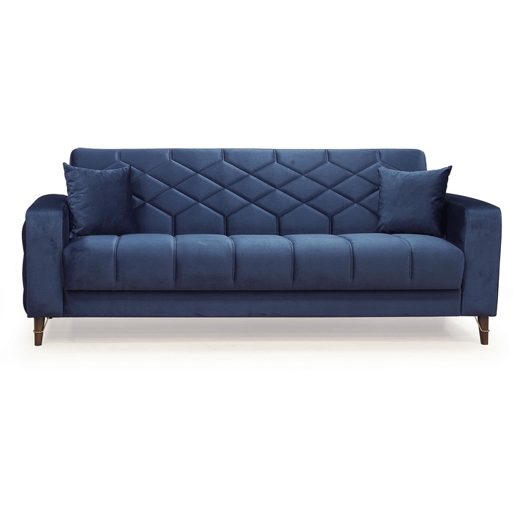 Canapea Melissa cu Lada Depozitare 3 locuri Tapiterie Catifea Albastru