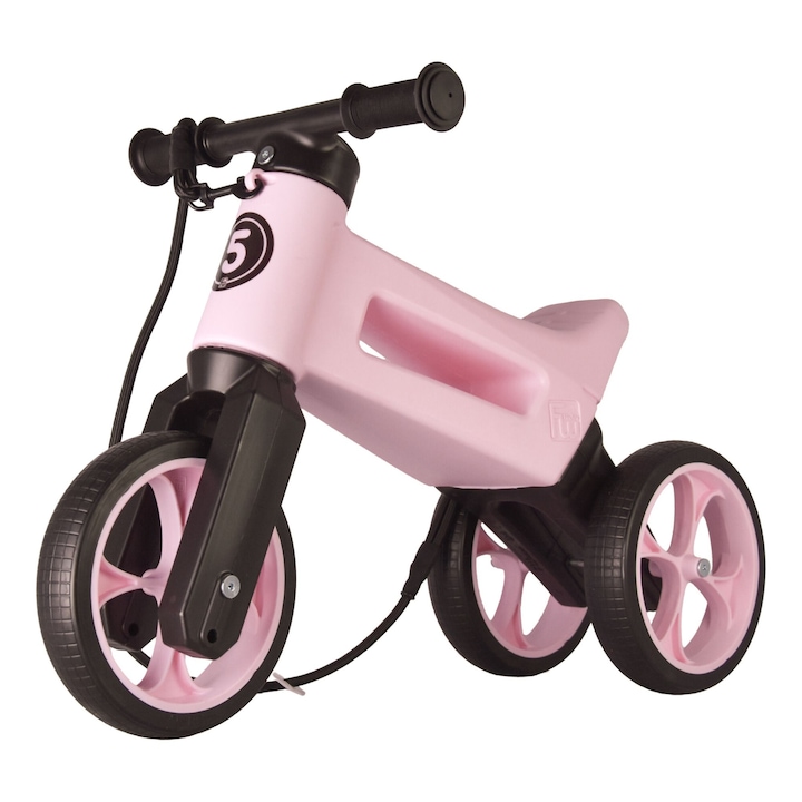 2 az 1-ben futóbicikli, 18+ hónapos, gumiabroncsok és fogantyúk, 4 magasságállítási fokozat, Funny Wheels Rider SuperSport Pastel Baby Pink
