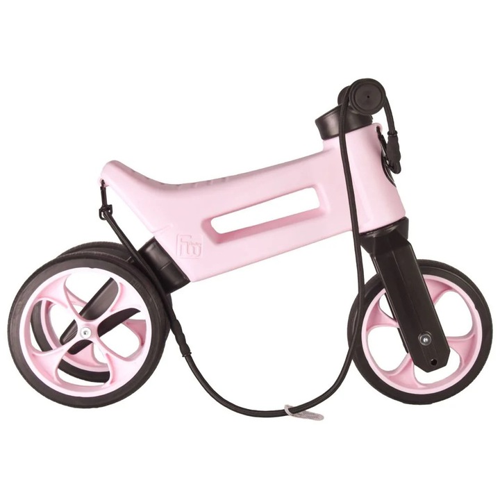Bicicleta fara pedale 2 in 1, 18+ luni, pneuri si manere de cauciuc, 4 nivele de reglaj pe inaltime, Funny Wheels Rider SuperSport Pastel Baby Pink