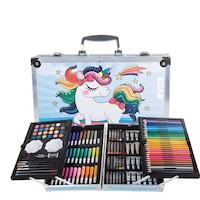 Set EDAR De Pictura Si Desen, Trusa Creativa, 145 De Piese, Pentru Copii, Tip Valiza, Model Unicorn, Albastru